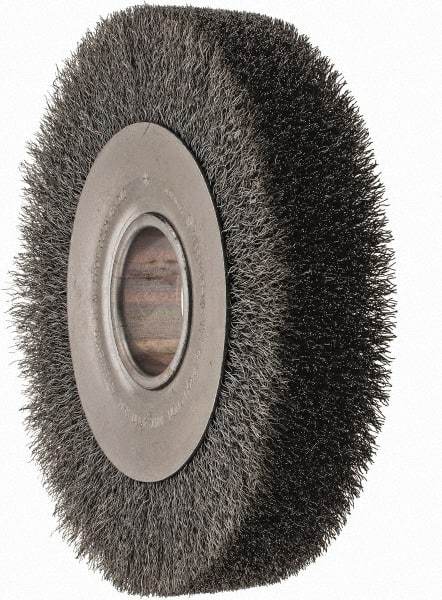 Anderson - 8" OD, 2" Arbor Hole, Crimped Steel Wheel Brush - 1-5/8" Face Width, 1-1/2" Trim Length, 0.01" Filament Diam, 4,500 RPM - Exact Industrial Supply