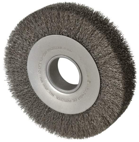 Anderson - 8" OD, 2" Arbor Hole, Crimped Steel Wheel Brush - 1-5/8" Face Width, 1-1/2" Trim Length, 0.014" Filament Diam, 4,500 RPM - Exact Industrial Supply