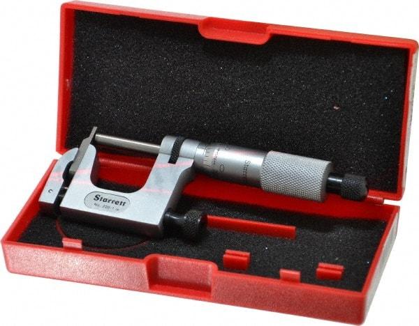 Starrett - 0 to 1 Inch Range, Carbide Face, Satin Chrome Coated, Mechanical Multi Anvil Micrometer - Ratchet Stop Thimble, 0.001 Inch Graduation, 0.0002 Inch Accuracy - Exact Industrial Supply