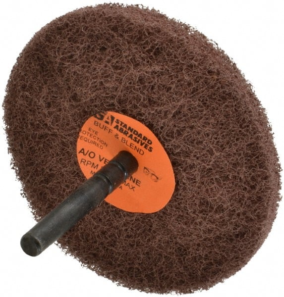 3″ Diam, Medium Mounted Scrubber Buffing Wheel 1 Ply, Very Fine Grade, 1/4″ Shank Diam, 8,000 RPM