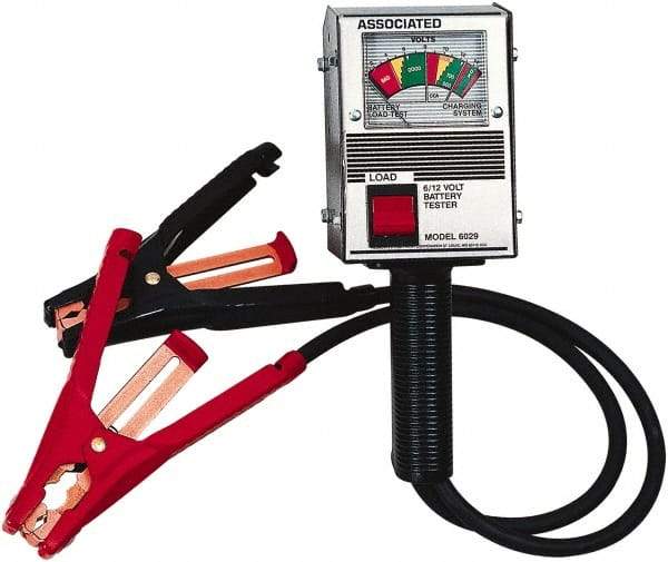 Associated Equipment - 6/12 Volt Battery Load Tester - 400 to 1,000 CCA Range, 2' Cable - Exact Industrial Supply