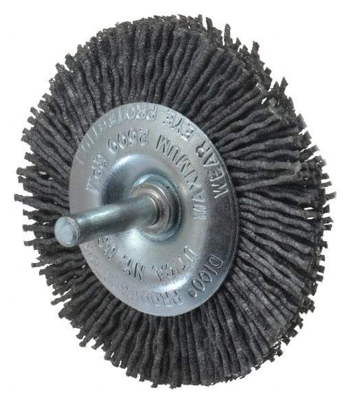 Dico - 3" OD, 1/4" Shank Diam, Crimped Nylon Wheel Brush - 3/8" Face Width - Exact Industrial Supply