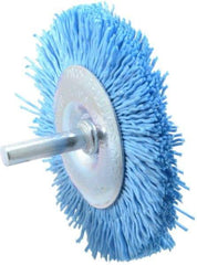 Dico - 3" OD, 1/4" Shank Diam, Crimped Nylon Wheel Brush - 3/8" Face Width - Exact Industrial Supply