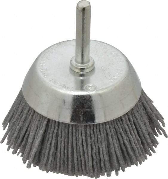 Dico - 2-1/2" Diam, 1/4" Shank Diam, Nylon Fill Cup Brush - Aluminum Oxide Abrasive Material, 0.05 Wire Diam - Exact Industrial Supply