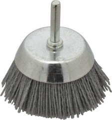 Dico - 2-1/2" Diam, 1/4" Shank Diam, Nylon Fill Cup Brush - Aluminum Oxide Abrasive Material, 0.05 Wire Diam - Exact Industrial Supply