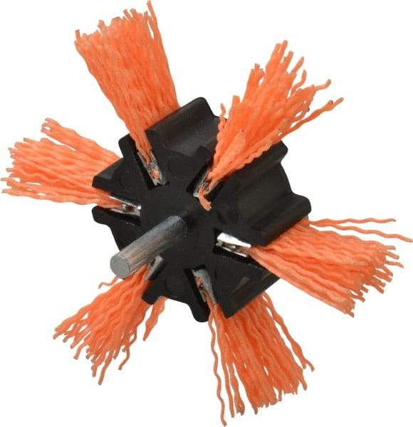 Dico - 4" OD, 1/4" Shank Diam, Nylon Wheel Brush - 1/4" Shank, 120 Grit - Exact Industrial Supply