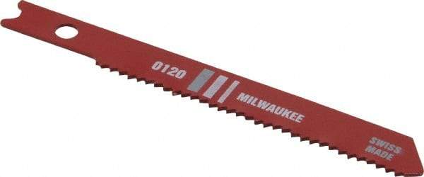 Milwaukee Tool - 2-3/4" Long, 18 Teeth per Inch, High Speed Steel Jig Saw Blade - Toothed Edge, 0.2813" Wide x 0.047" Thick, U-Shank - Exact Industrial Supply
