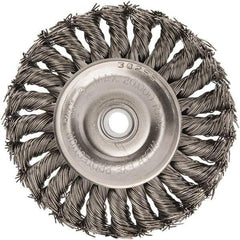 Anderson - 4" OD, 1/2" Arbor Hole, Knotted Stainless Steel Wheel Brush - 1/2" Face Width, 1" Trim Length, 0.02" Filament Diam, 20,000 RPM - Exact Industrial Supply