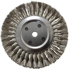 Anderson - 8" OD, 5/8" Arbor Hole, Knotted Stainless Steel Wheel Brush - 5/8" Face Width, 1-3/4" Trim Length, 0.012" Filament Diam, 6,000 RPM - Exact Industrial Supply