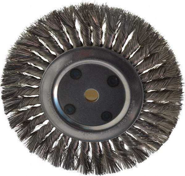 Anderson - 8" OD, 5/8" Arbor Hole, Knotted Stainless Steel Wheel Brush - 5/8" Face Width, 1-3/4" Trim Length, 0.016" Filament Diam, 6,000 RPM - Exact Industrial Supply