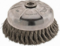 Anderson - 6" Diam, 5/8-11 Threaded Arbor, Stainless Steel Fill Cup Brush - 0.014 Wire Diam, 1-3/8" Trim Length, 6,600 Max RPM - Exact Industrial Supply