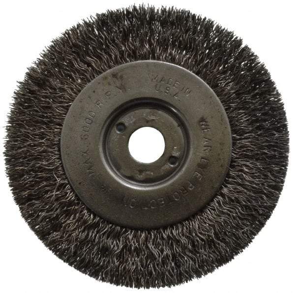 Anderson - 4" OD, 1/2" Arbor Hole, Crimped Stainless Steel Wheel Brush - 11/32" Face Width, 13/16" Trim Length, 0.0104" Filament Diam, 6,000 RPM - Exact Industrial Supply