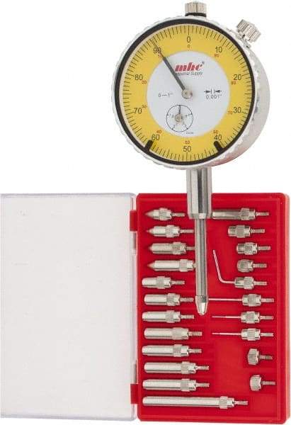 Value Collection - 23 Piece, 4-48 Inch Thread, Steel, 1 Inch Dial Indicator and Point Kit - Use With AGD Indicators - Exact Industrial Supply