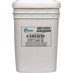 Made in USA - Coarse/Medium Grade Smooth Glass Bead - 40 to 60 Grit, 50 Lb Pail - Exact Industrial Supply