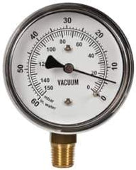 Gast - 1/4" NPT Vacuum Gauge - 0-60 psi Pressure, 0-150 Millibars - Exact Industrial Supply