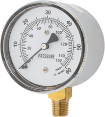 Gast - 1/4" NPT psi Pressure Gauge - 0-60 psi Pressure, 0-150 Millibars - Exact Industrial Supply