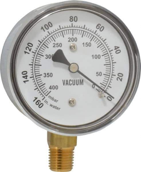 Gast - 1/4" NPT Vacuum Gauge - 0-60 psi Pressure, 0-400 Millibars - Exact Industrial Supply