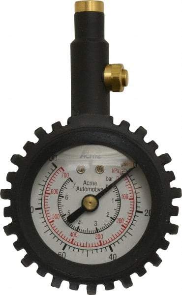 Acme - 0 to 100 psi Dial Straight Tire Pressure Gauge - Closed Check - Exact Industrial Supply