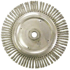 Anderson - 6-7/8" OD, 5/8-11 Arbor Hole, Knotted Stainless Steel Wheel Brush - 1/8" Face Width, 1-1/8" Trim Length, 0.02" Filament Diam, 9,000 RPM - Exact Industrial Supply