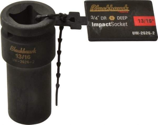Blackhawk by Proto - 3/4" Drive 13/16" Deep Impact Socket - 6 Points, 3-1/4" OAL - Exact Industrial Supply