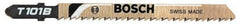 Bosch - 4" Long, 8 Teeth per Inch, High Carbon Steel Jig Saw Blade - Toothed Edge, 1/4" Wide x 0.05" Thick, T-Shank, Ground Side Tooth Set - Exact Industrial Supply