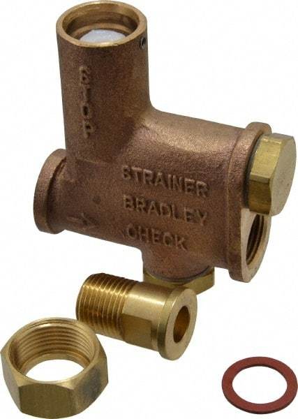 Bradley - Wash Fountain Combination Stop Strainer & Check Valve - For Use with Bradley Foot-Controlled Wash Fountains - Exact Industrial Supply