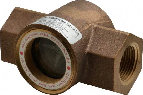 Dwyer - 1 Inch, Bronze Body Sight Flow Indicator - 125 Max psi, 4-3/8 Inch Overall Length, 200°F - Exact Industrial Supply