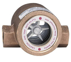 Dwyer - 2 Inch, Bronze Body Sight Flow Indicator - 125 Max psi, 5-1/2 Inch Overall Length, 200°F - Exact Industrial Supply