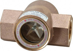 Dwyer - 1 Inch, Bronze Body Sight Flow Indicator - 125 Max psi, 4-3/8 Inch Overall Length, 200°F - Exact Industrial Supply