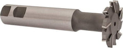 Made in USA - 2" Cut Diam, 1/4" Cut Width, 51/64" Neck Diam, 1" Shank Diam, 5-11/16" OAL, M42 Cobalt T-Slot Cutter - Uncoated, Staggered Teeth, 10 Teeth, Weldon Flat - Exact Industrial Supply