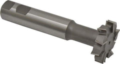 Made in USA - 2" Cut Diam, 1/2" Cut Width, 51/64" Neck Diam, 1" Shank Diam, 5-11/16" OAL, M42 Cobalt T-Slot Cutter - Uncoated, Staggered Teeth, 10 Teeth, Weldon Flat - Exact Industrial Supply