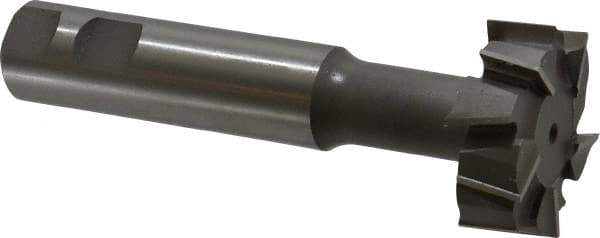 Made in USA - 2" Cut Diam, 3/4" Cut Width, 51/64" Neck Diam, 1" Shank Diam, 5-11/16" OAL, M42 Cobalt T-Slot Cutter - Uncoated, Staggered Teeth, 10 Teeth, Weldon Flat - Exact Industrial Supply