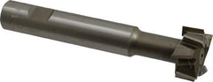 Made in USA - 1-1/4" Cut Diam, 5/8" Cut Width, 19/32" Neck Diam, 3/4" Shank Diam, 5-1/8" OAL, M2 High Speed Steel T-Slot Cutter - Uncoated, Staggered Teeth, 8 Teeth, Weldon Flat - Exact Industrial Supply