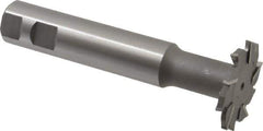 Made in USA - 2" Cut Diam, 3/16" Cut Width, 51/64" Neck Diam, 1" Shank Diam, 5-11/16" OAL, M2 High Speed Steel T-Slot Cutter - Uncoated, Staggered Teeth, 10 Teeth, Weldon Flat - Exact Industrial Supply