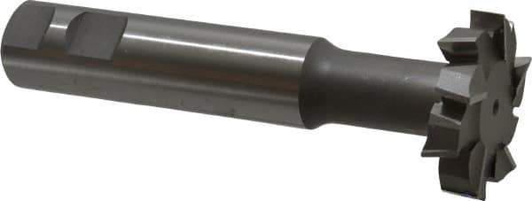 Made in USA - 2" Cut Diam, 1/2" Cut Width, 51/64" Neck Diam, 1" Shank Diam, 5-11/16" OAL, M2 High Speed Steel T-Slot Cutter - Uncoated, Staggered Teeth, 10 Teeth, Weldon Flat - Exact Industrial Supply