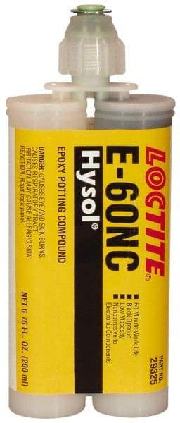 Loctite - 200 mL Cartridge Two Part Epoxy - 60 min Working Time, 3,110 psi Shear Strength, Series E-60NC - Exact Industrial Supply