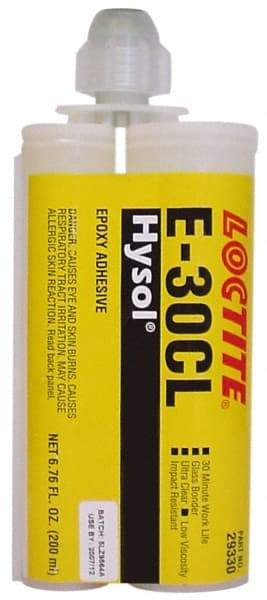 Loctite - 200 mL Cartridge Two Part Epoxy - 30 min Working Time, 4,270 psi Shear Strength, Series E-30CL - Exact Industrial Supply