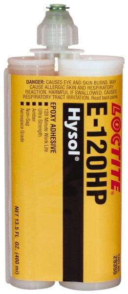 Loctite - 400 mL Cartridge Two Part Epoxy - 120 min Working Time, 4,800 psi Shear Strength, Series E-120HP - Exact Industrial Supply