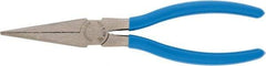 Channellock - 7-1/2" OAL, 1-21/32" Jaw Length x 3/4" Jaw Width, Long Nose Pliers - Crosshatch Jaw, Standard Head, Plastic Dipped Handles - Exact Industrial Supply
