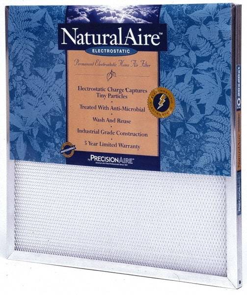 PrecisionAire - 20" Noml Height x 20" Noml Width x 2" Noml Depth, 50 to 60% Capture Efficiency, Wire-Backed Pleated Air Filter - MERV 10, Polyester/Polypropylene, Integrated Frame, For Any Unit - Exact Industrial Supply