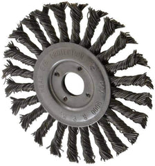 Value Collection - 6" OD, 7/8" Arbor Hole, Knotted Steel Wheel Brush - 1/2" Face Width, 1-1/2" Trim Length, 0.015" Filament Diam, 9,000 RPM - Exact Industrial Supply