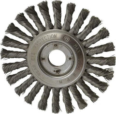 Value Collection - 6" OD, 7/8" Arbor Hole, Knotted Steel Wheel Brush - 1/2" Face Width, 1-1/2" Trim Length, 0.008" Filament Diam, 9,000 RPM - Exact Industrial Supply