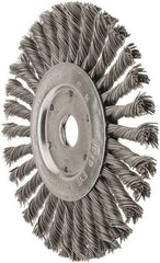 Value Collection - 7" OD, 7/8" Arbor Hole, Knotted Steel Wheel Brush - 1/2" Face Width, 1-11/16" Trim Length, 0.015" Filament Diam, 9,000 RPM - Exact Industrial Supply