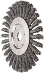 Value Collection - 7" OD, 7/8" Arbor Hole, Knotted Steel Wheel Brush - 1/2" Face Width, 1-11/16" Trim Length, 0.012" Filament Diam, 9,000 RPM - Exact Industrial Supply