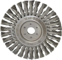 Value Collection - 7" OD, 7/8" Arbor Hole, Knotted Steel Wheel Brush - 1/2" Face Width, 1-11/16" Trim Length, 0.008" Filament Diam, 9,000 RPM - Exact Industrial Supply