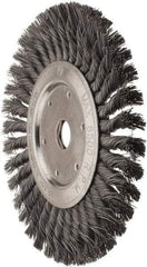 Value Collection - 8" OD, 7/8" Arbor Hole, Knotted Steel Wheel Brush - 1/2" Face Width, 1-11/16" Trim Length, 0.012" Filament Diam, 8,500 RPM - Exact Industrial Supply