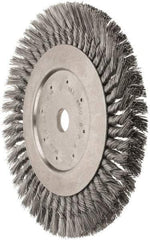 Value Collection - 10" OD, 1" Arbor Hole, Knotted Steel Wheel Brush - 5/8" Face Width, 1-11/16" Trim Length, 0.012" Filament Diam, 4,500 RPM - Exact Industrial Supply