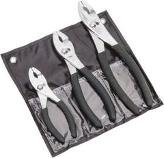 Value Collection - 3 Piece Slip Joint Plier Set - Comes in Plastic Pouch - Exact Industrial Supply