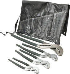 Value Collection - 4 Piece Tongue & Groove Plier Set - Comes in Plastic Pouch - Exact Industrial Supply