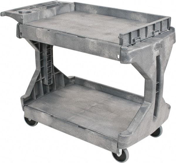 Akro-Mils - 400 Lb Capacity, 24-1/2" Wide x 45" Long x 32" High Standard Utility Cart - 2 Shelf, Plastic, 2 Rigid/2 Swivel Casters - Exact Industrial Supply